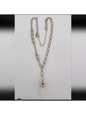WHITE HOUSE BLACK MARKET GOLD TONE CUT CRYSTAL STONE 21"-25" NECKLACE NWOT